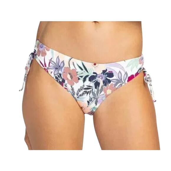 Roxy Floral Beach Classics Bikini Set Hipster Ties Bottom Tri Tie Top Womens M - Picture 2 of 8